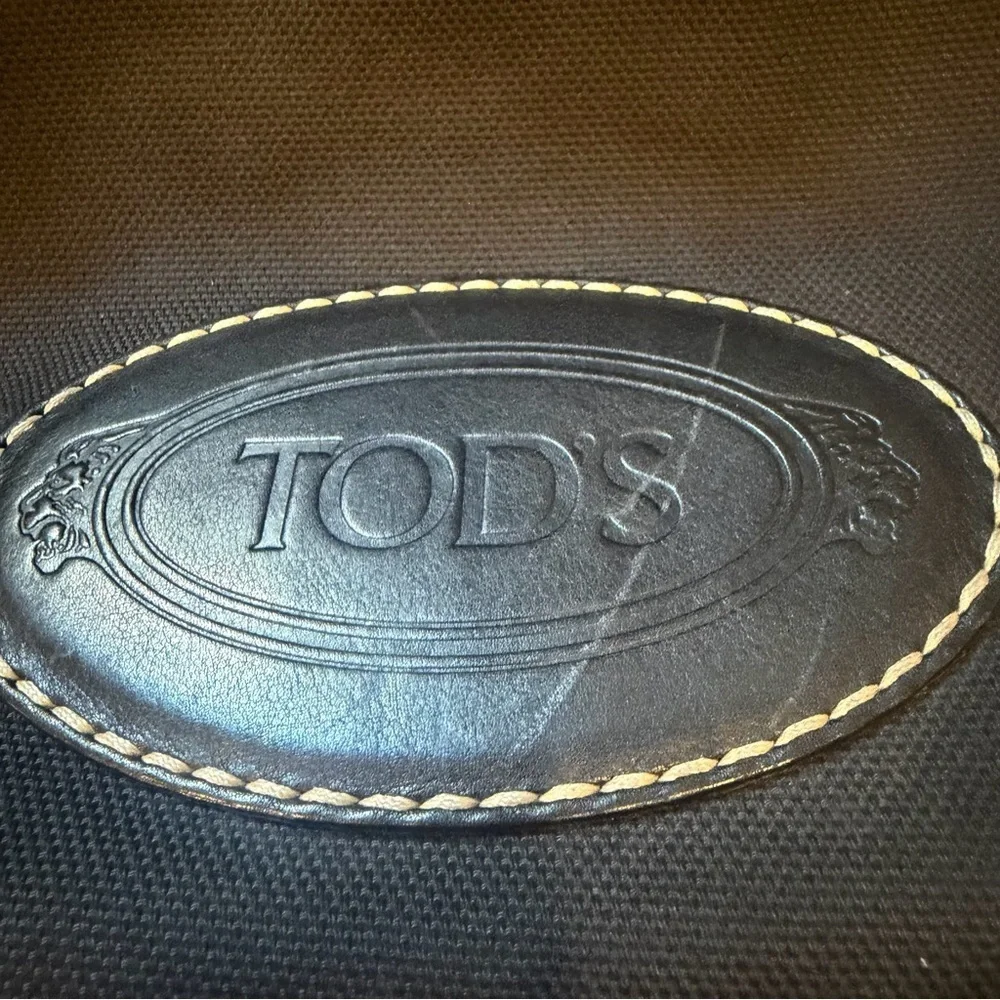 Tod’s Black Nylon Leather Trim Tote Bag Designer Luxury Shoulder Bag